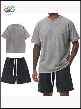 Men's 2 Piece Summer Outfit Oversized T-Shirt & Shorts Set